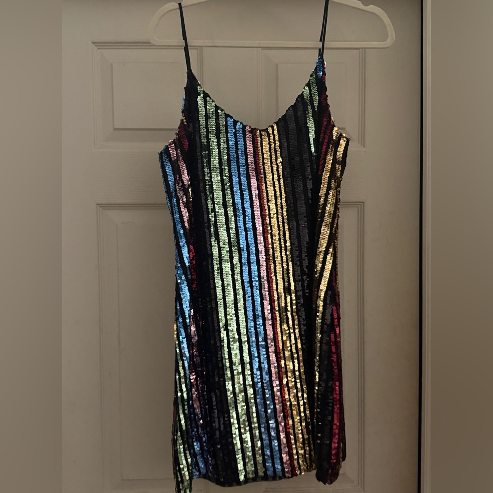 Multicolor Sequin Striped Dress
